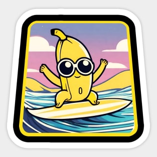 Banana Surfing Sticker